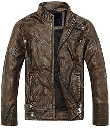 Haitpant Mens Leather Jackets, Men Classic Motorcycle Bike Cowboy Jackets, Male Thick Standard Coats