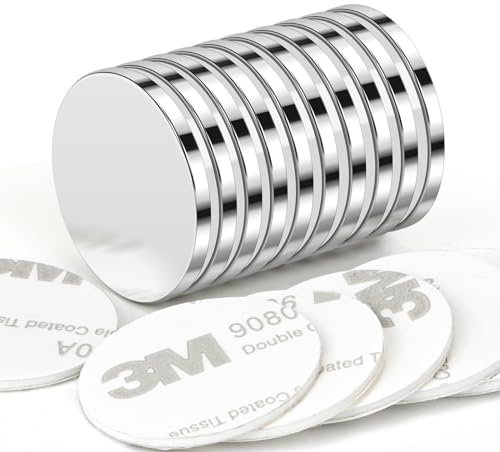 Wukong Neodym Magnete Extra Stark, 25x3mm | 10 Stück Magnete Selbstklebend Stark, Kleine Magnete Klebemagnete, Extra Starke Magnete für Heimwerker, Wissenschaft, Büro, Küche und Lager