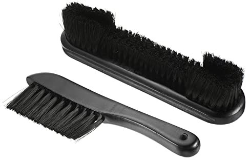 PATIKIL Billiard Pool Tisch Schienenklappe Set 2-in-1 Pool Tisch Reinigungspinsel Kit Holz Handgriff Nylon Bristles für Billardtisch Schwarz