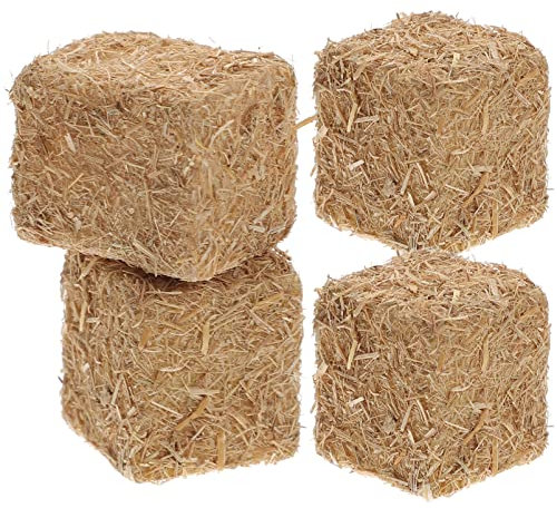 4 Stück quadratische Heu, kleine Herbsternte Heu Bündel Handwerk Miniatur Heubündel für Handwerk Puppenbauernhof Herbst Ernte