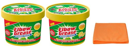 2X Elbow Grease All Purpose Power Paste, 2X 350 G – Powerful Cleaning Formula for Kitchen, Bathroom, Multi- Surfaces - with Ultra Absorbent Microfibre Cleaning Cloth