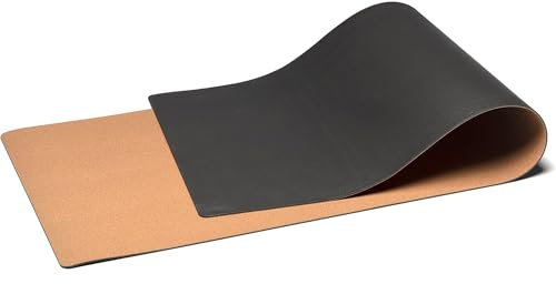 Go4Cork Kork Yogamatte rutschfest - 65 x 145 cm | 4 mm Dicke | Öko Yoga Matte groß | Leicht & kompakt | Fitnessstudio, Pilates & Stretching Zubehör | Sportmatte | Schwarz/Natur