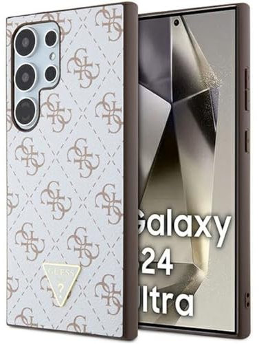 Guess GUHCS24LPG4GPH Hülle für S24 Ultra S928 Weiß hardcase 4G Triangle