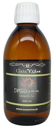 GAIAVITAE - DMSO 99,99% Puro - Solvente Organico Potente - Confezionato in Vetro Ambrato 250ml - Include Misurino 20ml - Durata 24/36 Mesi - Origine Pasta di Legno