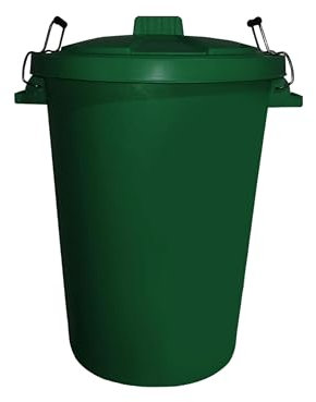 Neat. Extra Large Plastic Dustbin with Clip Locking Lid - Heavy Duty Garden Bin for Rubbish, Recycling, Animal Feed, and Storage, 85 Litre, Green, Pack of 3