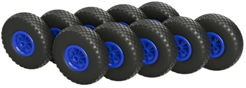 10 x PU Rad Ø 260 mm 3.00-4 Gleitlager Sliprad Sackkarrenrad PANNENSICHER, schwarz/blau