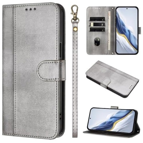 For iPhone XR Leather Phone Case,Magnetic Closure Full Protection Book Folio Design,Wallet Case Cover [Card Slots] and [Kickstand] For iPhone XR -grey