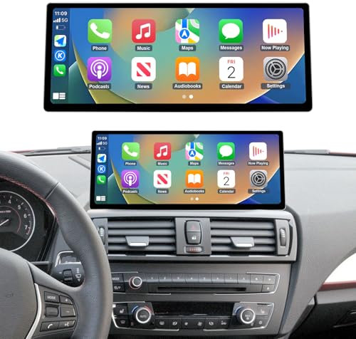Ninetom Radio de 12,3 Pulgadas con Pantalla táctil para BMW Serie 1 E81/E82/E87/E88 (2008-2012) con Sistema CIC, Compatible con Apple CarPlay, Android Auto, Mirrorlink y navegación