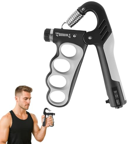 Handtrainer Unterarmtrainer Griffkraft Trainer, 5–100 kg Verstellbarer Handtrainer mit Mechanischem Zähler, Ohne Batterie, Für Anfänger und Profis im Krafttraining