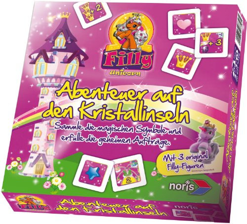 Noris 606017358 - Filly Unicorn, Abenteuer auf den Kristallinseln, Kinderspiel