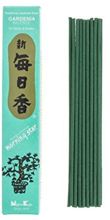 Nippon Kodo Morning Star Gardenie Räucherstäbchen im japanischen Stil mit 50 Riegeln, inkl. Räucherstäbchenhalter