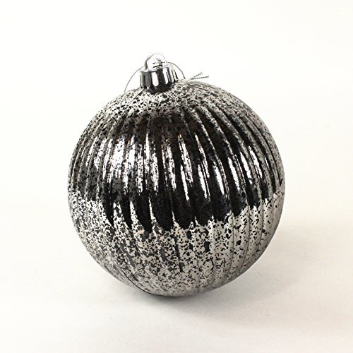 Bauernsilber-Rillenkugel aus Kunststoff, schwarz, 15 cm