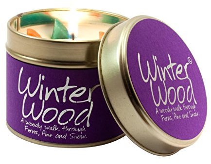 Lily Flame Winter Wood Tin, Purple