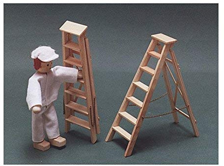 Unbekannt Liebe 46072 Handarbeit Miniatur Trittleiter, klappbar 1:12 Puppenhaus