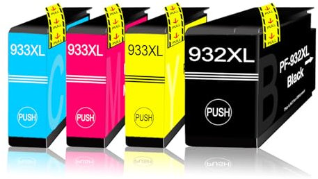 4 XL Druckerpatronen/Tintenpatronen ersetzen HP 932XL 933XL CN053AE, CN054AE, CN055AE, CN056AE geeignet für HP OfficeJet 6100 6600 6700 7110 7510 7610 7612 Premium ePrinter Plus All in One