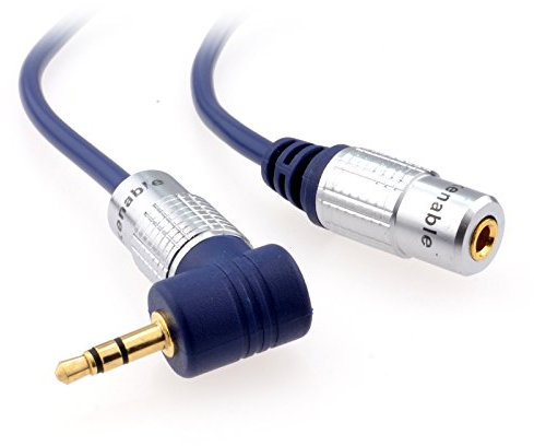 kenable PURE Right Angle 90 Degree 3.5mm Jack to Socket Headphone Extension Cable 1m [1 metres]