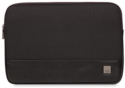 Knomo 43-101-BLK Holborn Notebook Sleeve aus haltbarem Polyestertwill mit Fischgrätenmuster kombiniert mit Kunstleder passend für 13 Zoll Laptop | Schwarz