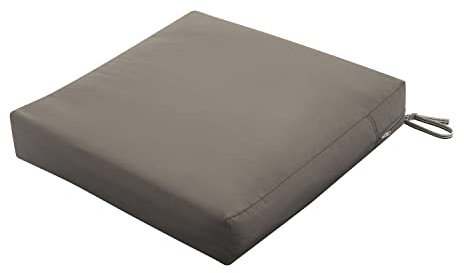 CLASSIC ACCESSORIES Ravenna Wasserabweisender Terrassen-Sitzkissen-Bezug und Schaumstoff, quadratisch, 63,5 x 63,5 x 12,7 cm, Dunkeltaupe