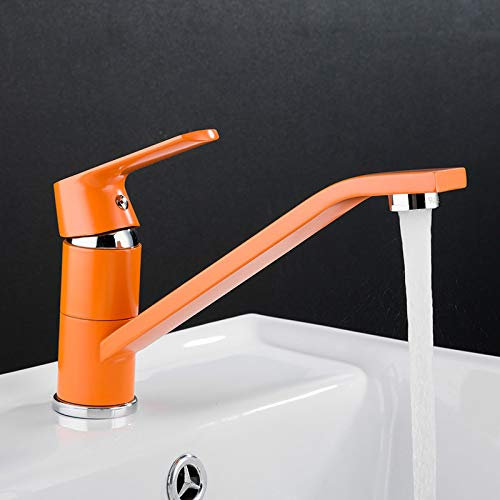 1 Set Blanc Style De Mode Multi-couleur Robinet De Lavabo De La Salle De Bain Eau Froide Et Chaude Robinet De Lavage Mélangeur 360 Rotation Jaune