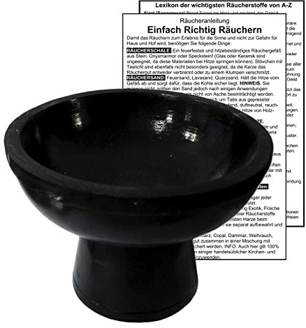Räucherkelch NATURSTEIN schwarz Räuchergefäß ca. 850g - 12cm Räucherschale zum Räuchern & Ausräuchern für jedes Räucherwerk & Weihrauch. Kelch mit Räucheranleitung & Räucherlexikon. 81001-S1
