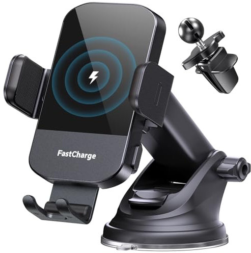 Wireless Car Charger, CHGeek 15W Fast Charging Auto Clamping Car Charger Phone Mount Phone Holder fit for iPhone 14 13 12 11 Pro Max Xs, Samsung Galaxy S23 Ultra S22 S21 S20, S10+ S9+ Note 9, etc