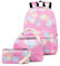 NANANA Satch Pack Schulrucksack Set 3tlg mit Lunchpaket + Mäppchen, Kinder Schulranzen Set für Teenager Jungen Mädchen, Casual Daypack, 43x14x30cm,Rosa