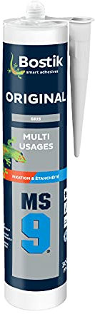 Bostik MS9 ORIGINAL – Mastic Multi Usages pour Jointer et Coller – Intérieur et Extérieur – Gris – Cartouche de 300ml