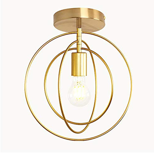 Mengjay Deckenleuchte LED Schlafzimmerlampe Deckenlampe Kreative Modern Landhaus Stil Eisen Kronleuchter E27 Lampenfassung für Innen Wohnzimmerlampe Kinderzimmer Esszimmer Küche Flur Deko (Gold) (A)