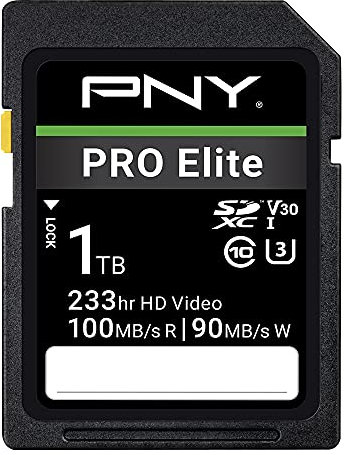 PNY 1TB PRO Elite Class 10 U3 V30 SDXC Flash Memory Card (P-SD1TBV30100PRO-GE)