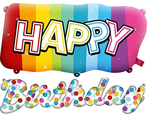 Folat - Folienballons 'Happy Birthday' Rainbow Bday - 2 Stück