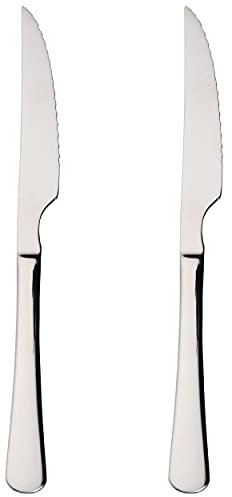 2 Steakmesser, Fleischmesser 22,5x2,05 cm Edelstahl 18/0 Schlichtes Und Elegantes Design