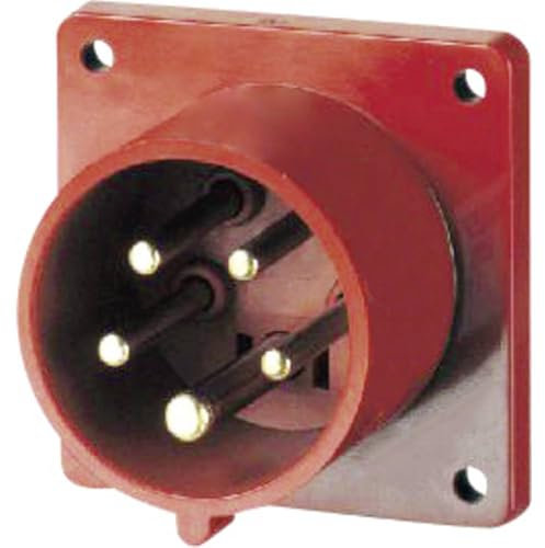 as - Schwabe CEE-Anbaustecker - CEE Stecker - 400V/16A/5-polig/6h - Flanschmaß 75 x 75 mm - Lochmaß 60 x 60 mm - Stromstecker Schlagfest - Spritzwassergeschützt IP44, 60443