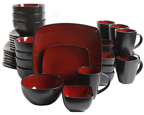Gibson Soho Lounge Service de table carré 40 pièces – Rouge