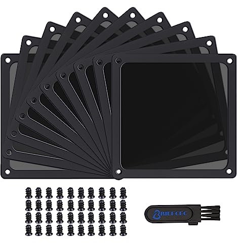 BRIEFCEC Dust Filter 120mm Magnetic Frame PC Cooler/PSU/Routers Dust Mesh 80 Nylon, Black (10Pack)