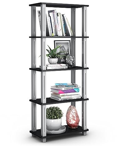 COSTWAY Estante de 5 Niveles,Organizador Compacto Salva Espacio con Repisas Abiertas y Planas, Estantería Multiusa para Cocina Garaje Oficina, Fácil de Montar 60 x 29,5 x 144,5 cm (Negro)