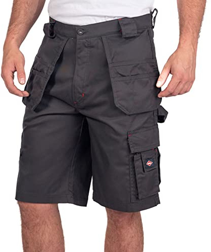 Lee Cooper Workwear LCSHO810 Mens Durable Woven Flexible Comfortable Work Safety Cargo Shorts, Grey, 36W