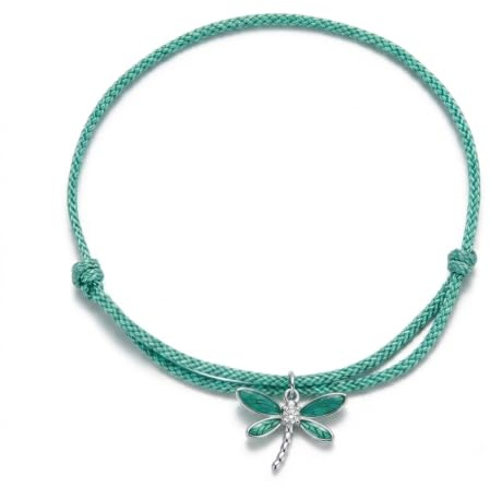 Ategazza Mujer Pulsera de Tela Plata Tortuga Sol Libélula Longitud Ajustable GB12
