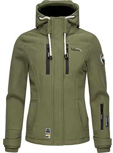 MARIKOO Damen Softshelljacke Übergangsjacke mit Kapuze Kleinezicke Green Gr. M