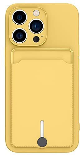 JIATAY for iPhone 11 Phone Case with Card Holder [Slim + Protective] Silicone Phone Case iPhone 11 Wallet Case for Women Men (Yellow)