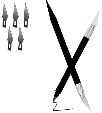 Taglierini Hobby Creativi,Penna Taglierina,Utensile Taglio Artigianale,Taglierini Creativi,Il Coltello da Penna Doppia Testa Può Essere Utilizzato per la Scrittura o l'intaglio 2PC,5 Lame di Ricambio
