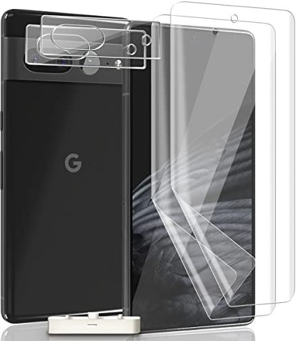 AnnhanT Protector Pantalla para Google Pixel 7 Pro, TPU Película protectora 2 Piezas y Protector de Lente de cámara 2 Piezas - [HD/Cobertura completa/Antiarañazos] para Google Pixel 7 Pro