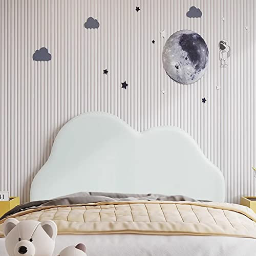 XILYZMO Bett Kopfteil Wandpolster, Abnehmbar Gepolstert Kopfteil, Antikollisionssystem Liegefläche Schutzwand, 3D Leder Tapete Weiches Kissen Für Schlafzimmer (Farbe : Weiß, Größe : 120x50cm)
