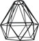 LEDSone Modern Geometric Diamond Pendant Lampshade - Metal Wire Cage, Black, 14.5x20cm, Ideal for Living Room, Kitchen, Restaurant, Office