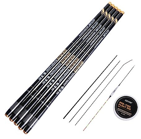 Goture Teleskop-Tenkara-Angelruten-Set, zusammenklappbare Crappie-Ruten, 1 Stück, tragbare Hand-Angelruten, Kohlefaser-Teleskop-Stream mit Schnur, 12 15 18 20 21 28 Fuß