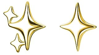 SLUYNZ 925 Sterling Silber Stern Ohrringe für Frauen - Zierliche Pfosten Ohrstecker, Asymmetrische Designs (B-Gold Plated)