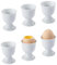 Bluweet Lot de 6 coquetiers blancs en porcelaine - 7 x 5 cm - Pour chaque table de petit-déjeuner - Œufs durs et mous - Blanc