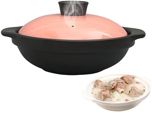 EUBEISAQI Clay Pot Rice Cooker - Clay Cooking Pot Cookware Stovetop with Lid | Small Clay Cooking Pot for Dry Burning without Cracking, Non-Stick, High Temperature-Resistant