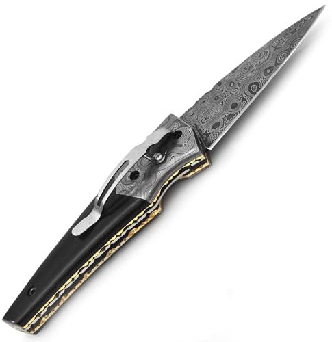 PAL 2000 KNIVES Couteau en acier Damas fait main avec gaine en cuir (3037)