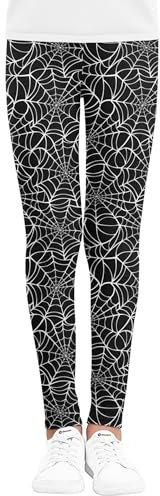 Kiench Legging long stretch pour fille, 1 Halloween: toile d'araignée, 140-146 cm