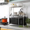 Estante para microondas de Acero Inoxidable, Estante de Almacenamiento para baño, Cocina, vajilla, microondas, Horno, hogar, microondas, Horno-63 * 24 * 47-87cm (Plata)